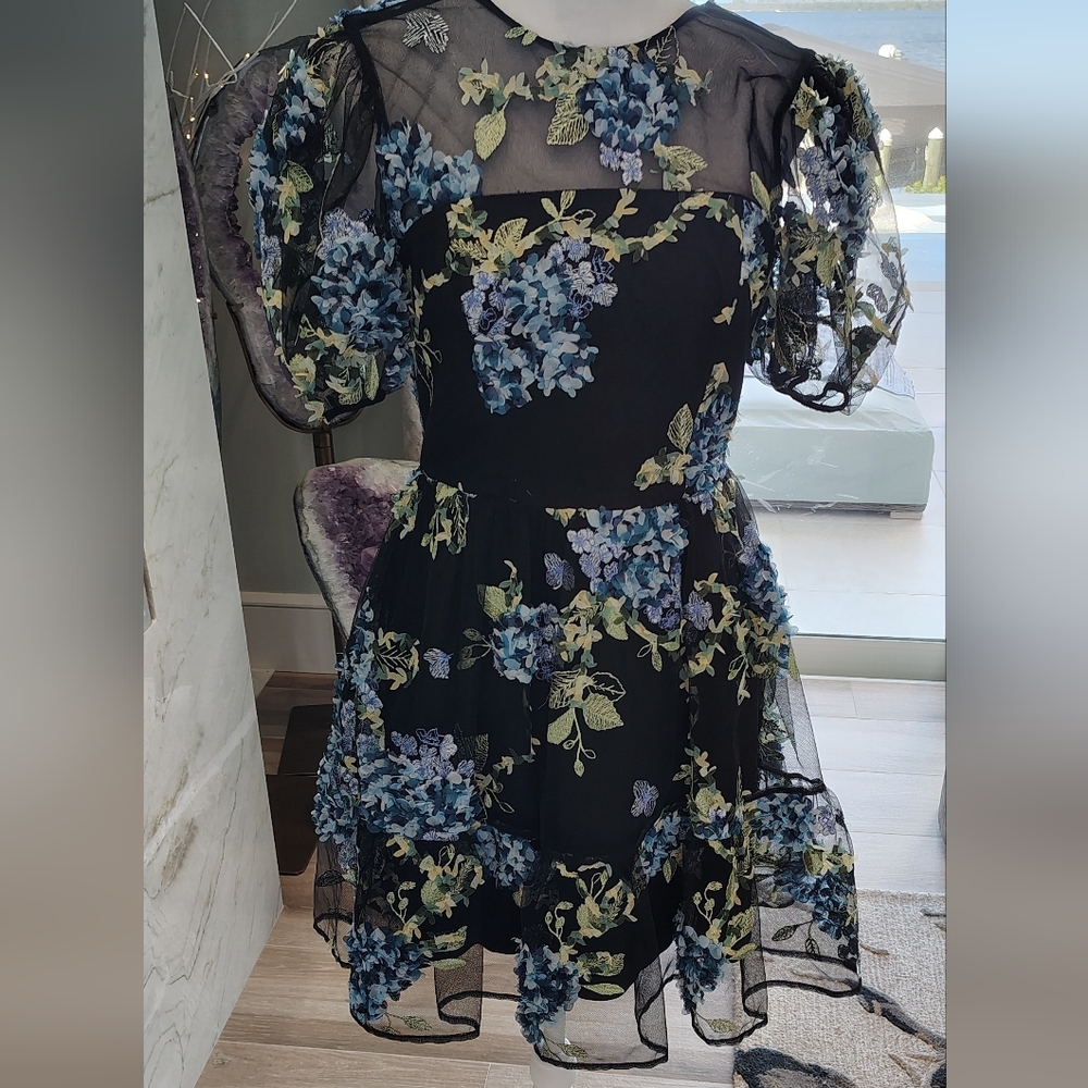 Dress the Population Black and Blue Floral Mini Dress - Picture 2 of 11